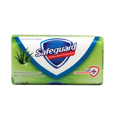 Мыло туалетное антибактериальное 90г SAFEGUARD (Сейфгард) "Нежный уход", с алоэ, ш/к 45675