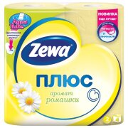 Бумага туалетная быт., спайка 4 шт., 2-х слойная, (4х23м), ZEWA Plus,аромат ромашки,144065,ш/к 30304