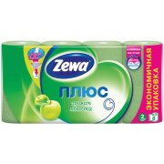 Бумага туалетная быт., спайка 8 шт., 2-х слойная, (8х23 м), ZEWA Plus, аром. яблока,144006,ш/к 46305