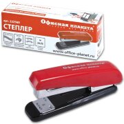 Степлер ОФИСНАЯ ПЛАНЕТА №24/6, до 20 л, пластиковый корпус, металлический механизм, красный, 222560