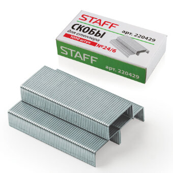 Скобы для степлера STAFF эконом №24/6 1000шт., 220429