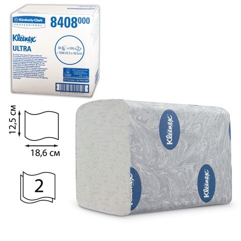 Бумага туалетная KIMBERLY-CLARK Kleenex,КОМПЛЕКТ 36шт,Ultra,лист,200л,18,6х12,5, 2-сл(дис601545)8408
